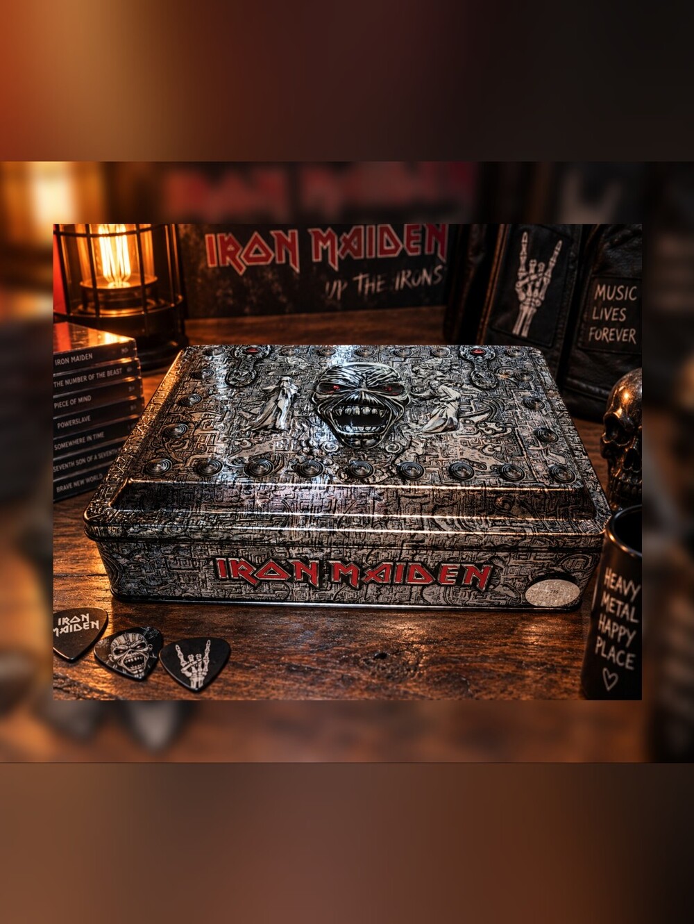 Vintage 2002 Iron Maiden Eddie's Archive Limited Edition Embossed Metal Tin Cask